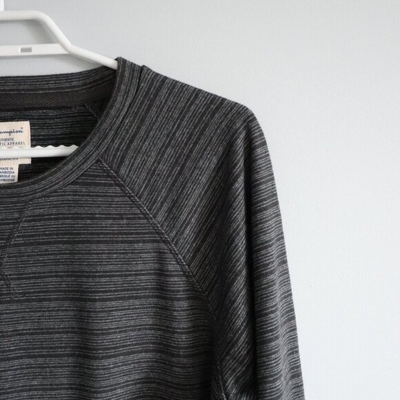 Vntg Champion Men's Sz M Grey Striped Crewneck Pullover Stretch‎ Sweatshirt Top - Picture 5 of 13